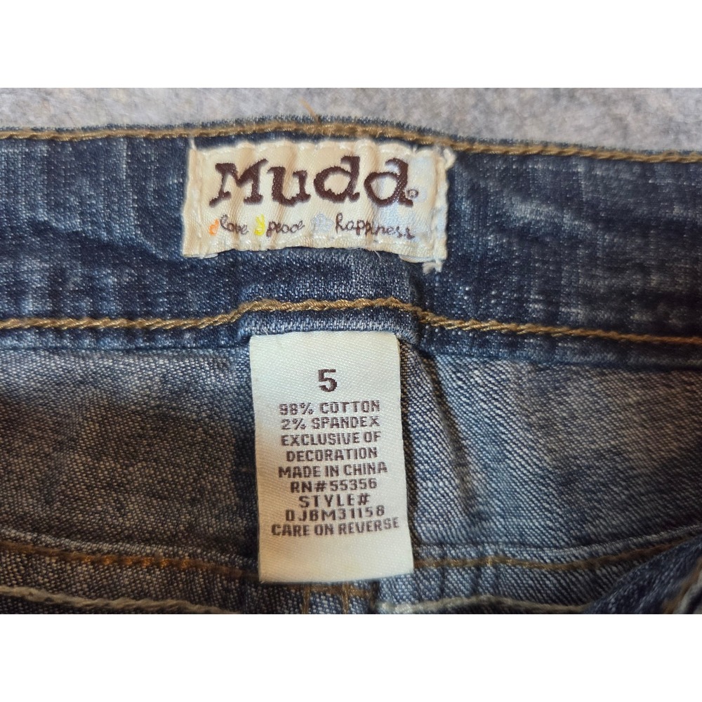Mudd Womens Low Rise Bootcut Jeans Size 5 Medium Wash Y2K Pants Embellished Gems - Picture 9 of 14